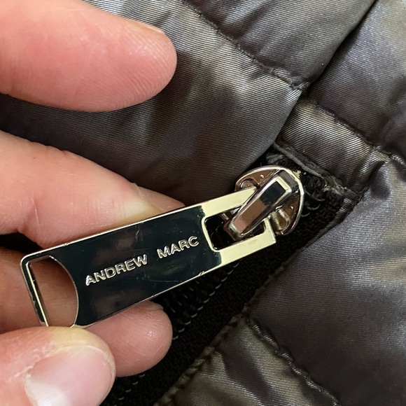 Andrew Marc Premium Down Packable Quilted Gray Hooded Full Zip Puffer Jacket S - Picture 6 of 16